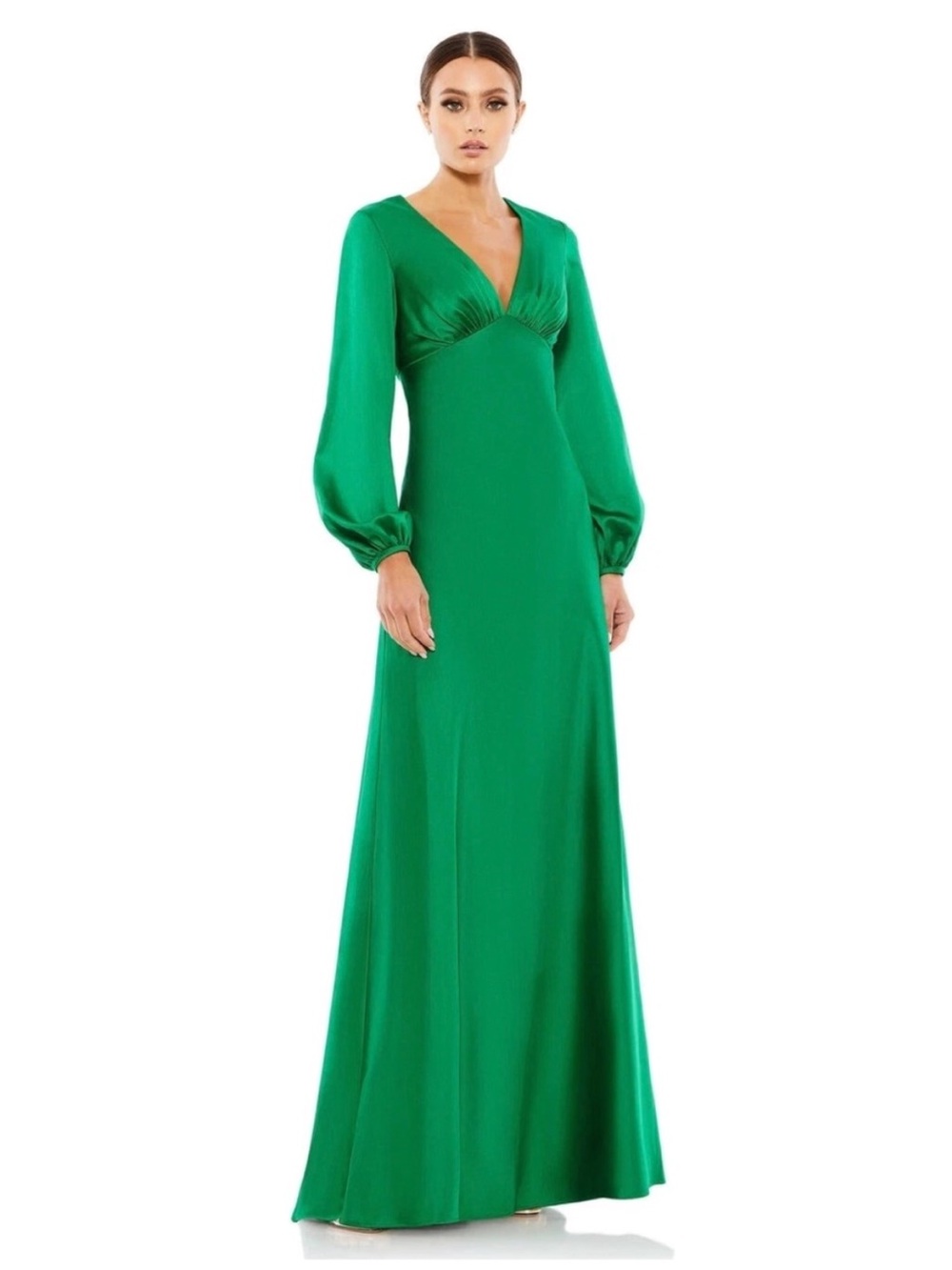 Ieena for MacDuggal Emerald Green Long Sleeve Maxi Dress